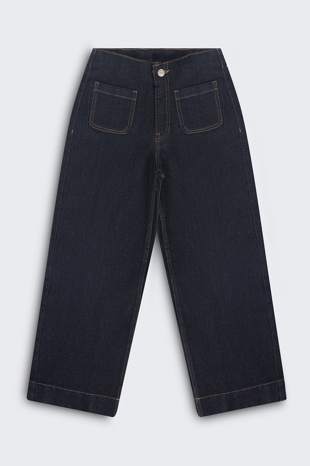 Tweens Girls Wide Leg Fit Navy Solid Jeans - Image 2