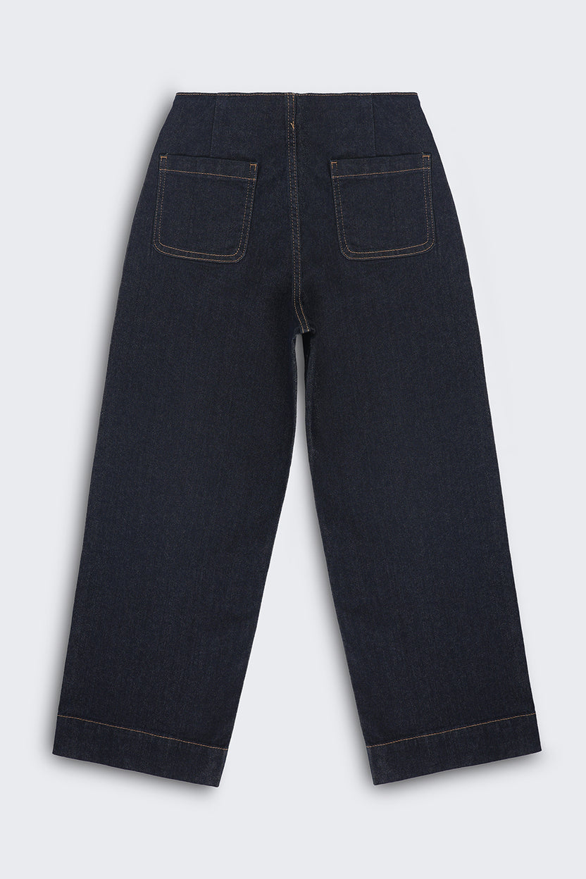 Tweens Girls Wide Leg Fit Navy Solid Jeans - Image 4