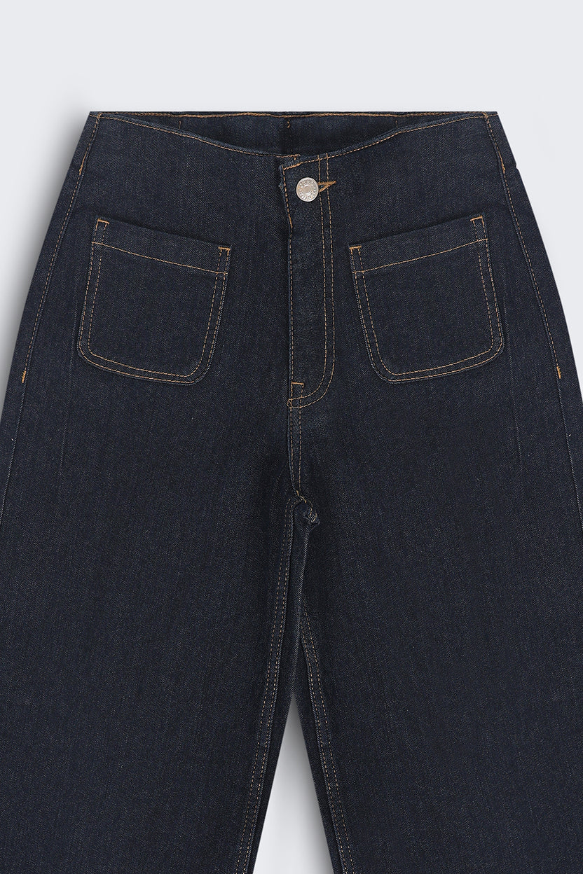 Tweens Girls Wide Leg Fit Navy Solid Jeans - Image 5