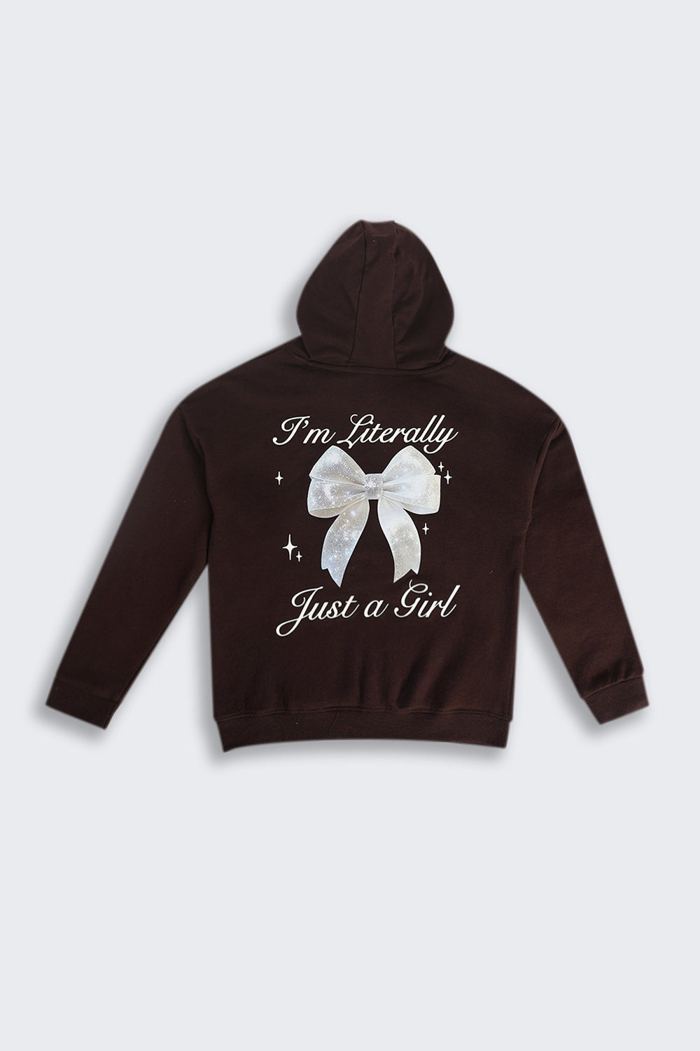 Tweens Girls Brown Placement Design Hooded Sweatshirt - Image 3