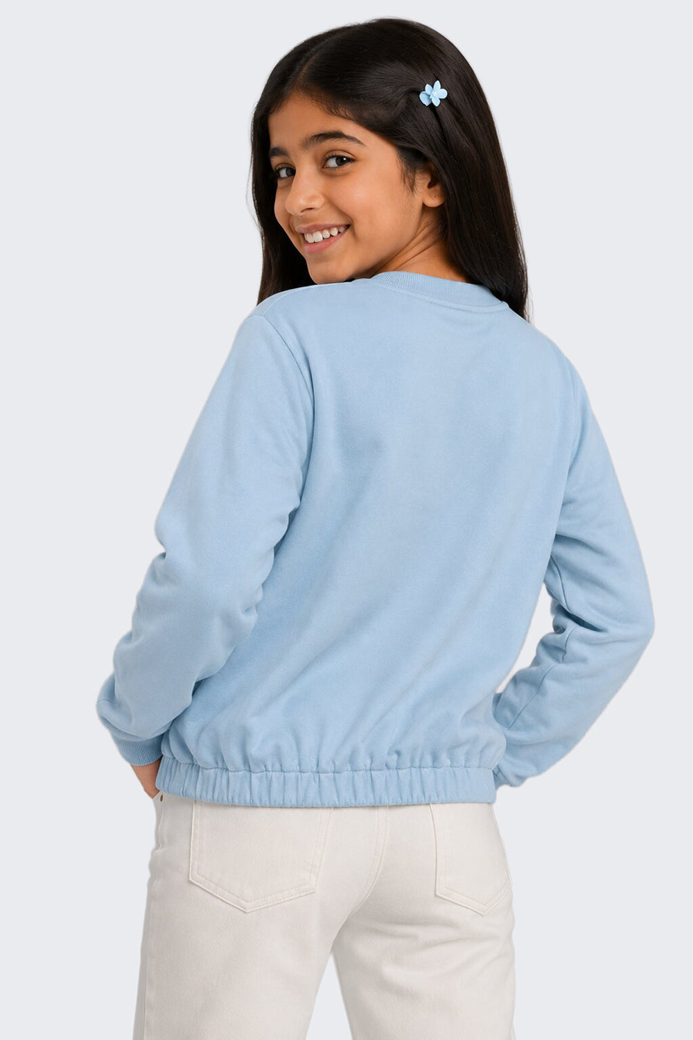 Tweens Girls Regular Fit Light Blue Bow Sweatshirt - Image 3