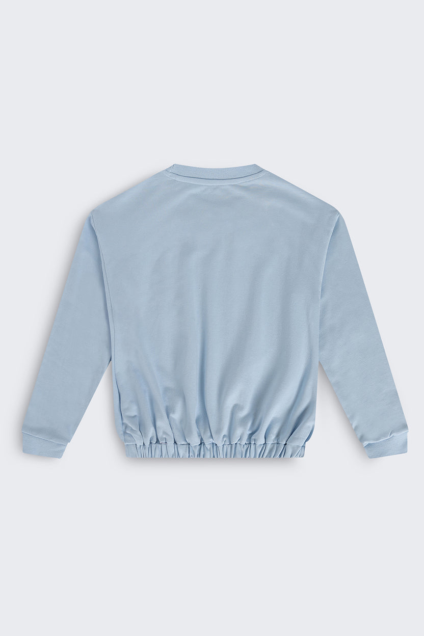 Tweens Girls Regular Fit Light Blue Bow Sweatshirt - Image 4