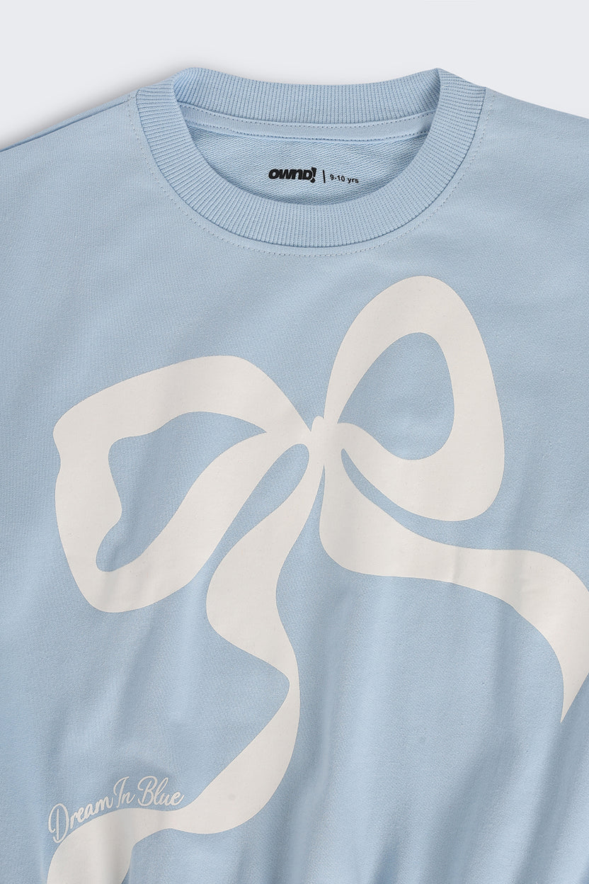 Tweens Girls Regular Fit Light Blue Bow Sweatshirt - Image 5