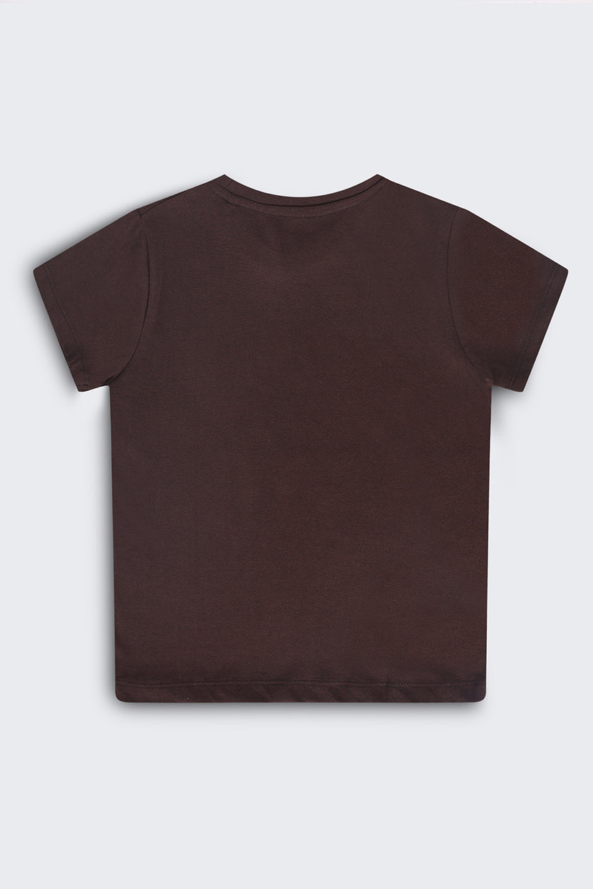 Tweens Boys Regular Fit Brown Letter T-Shirt - Image 4