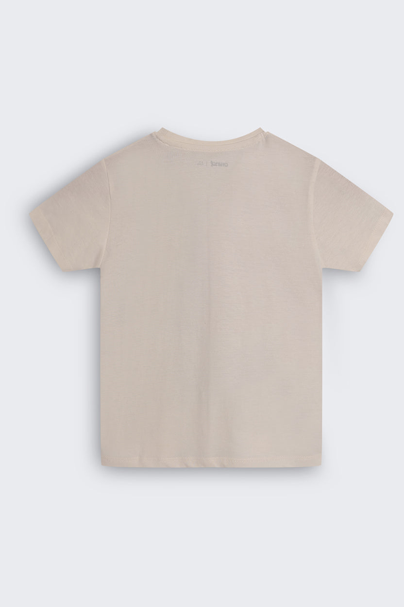 Tweens Girls Regular Fit Off White Floral Design T-Shirt - Image 3