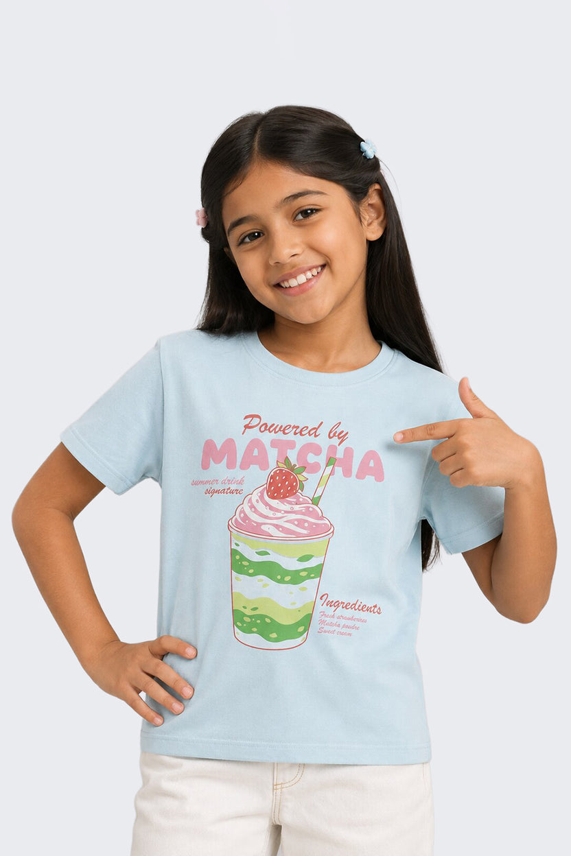 Tweens Girls Regular Fit Light Blue Graphic T-Shirt - Image 1