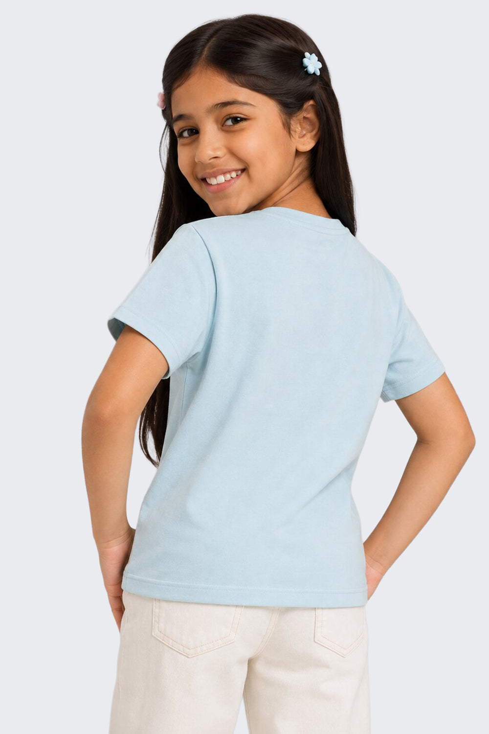 Tweens Girls Regular Fit Light Blue Graphic T-Shirt - Image 3