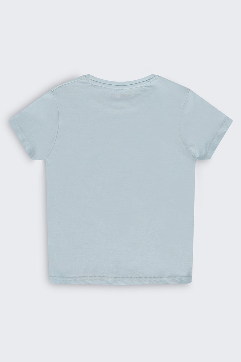 Tweens Girls Regular Fit Light Blue Graphic T-Shirt - Image 4
