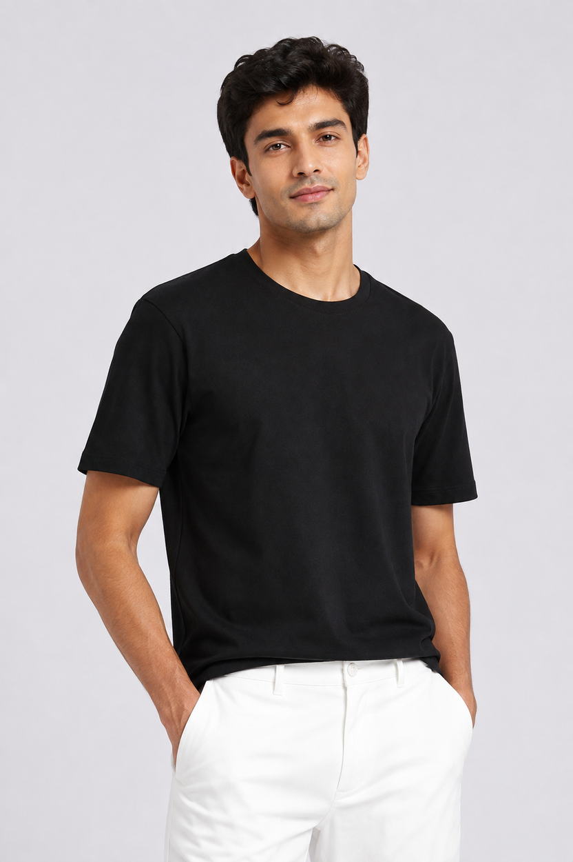 Mens Relaxed Fit Black Everyday T-Shirt - Image 4