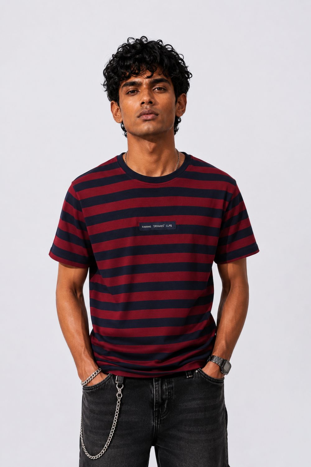 Mens Regular Fit Red Striped T-Shirt - Image 1
