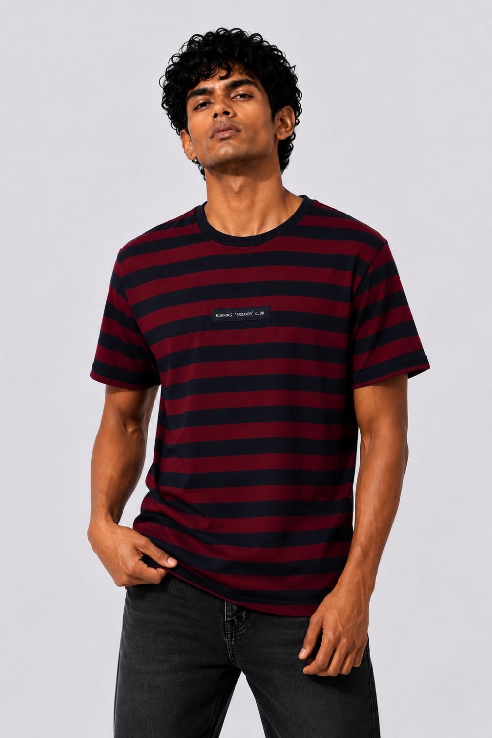 Mens Regular Fit Red Striped T-Shirt - Image 2