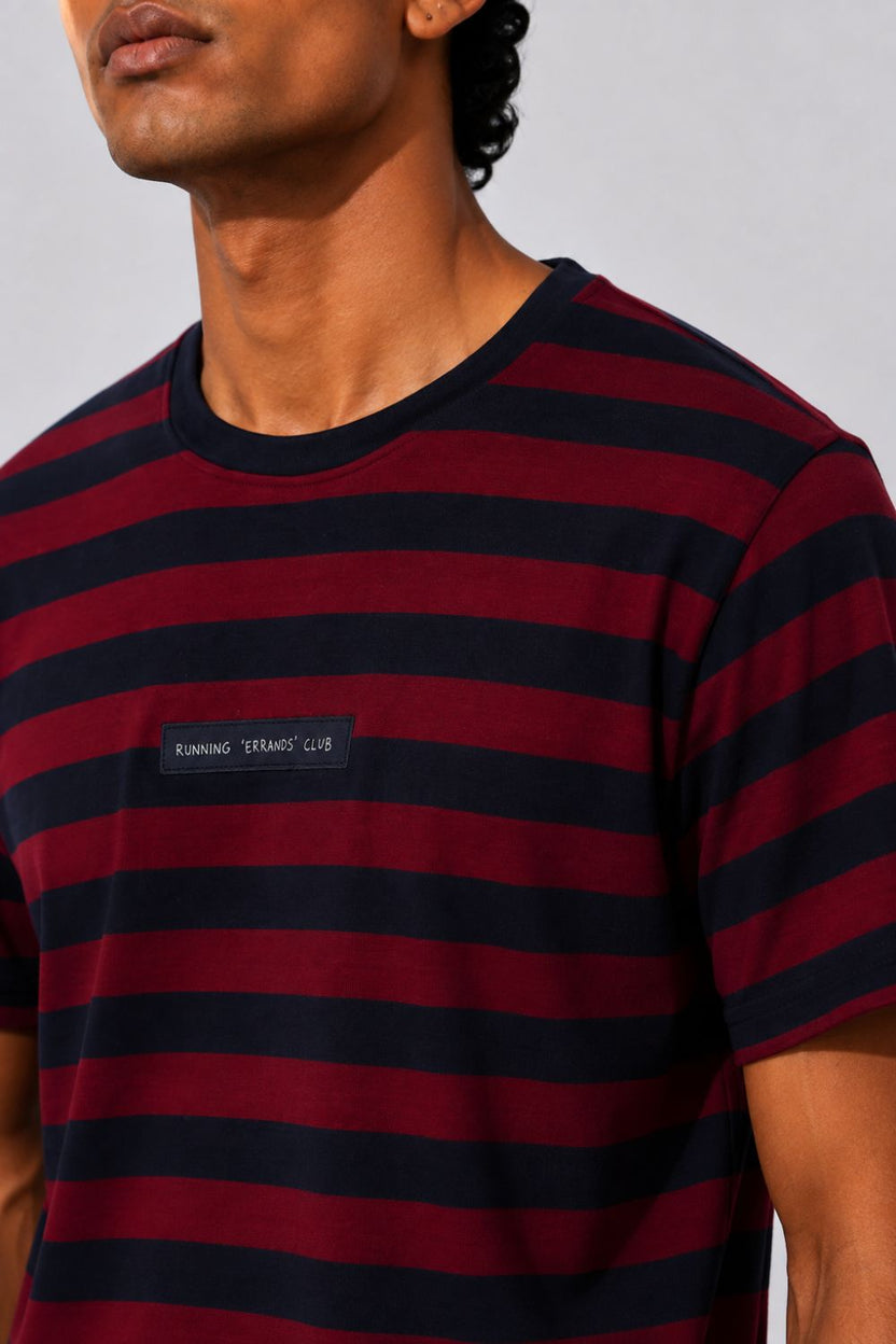Mens Regular Fit Red Striped T-Shirt - Image 3