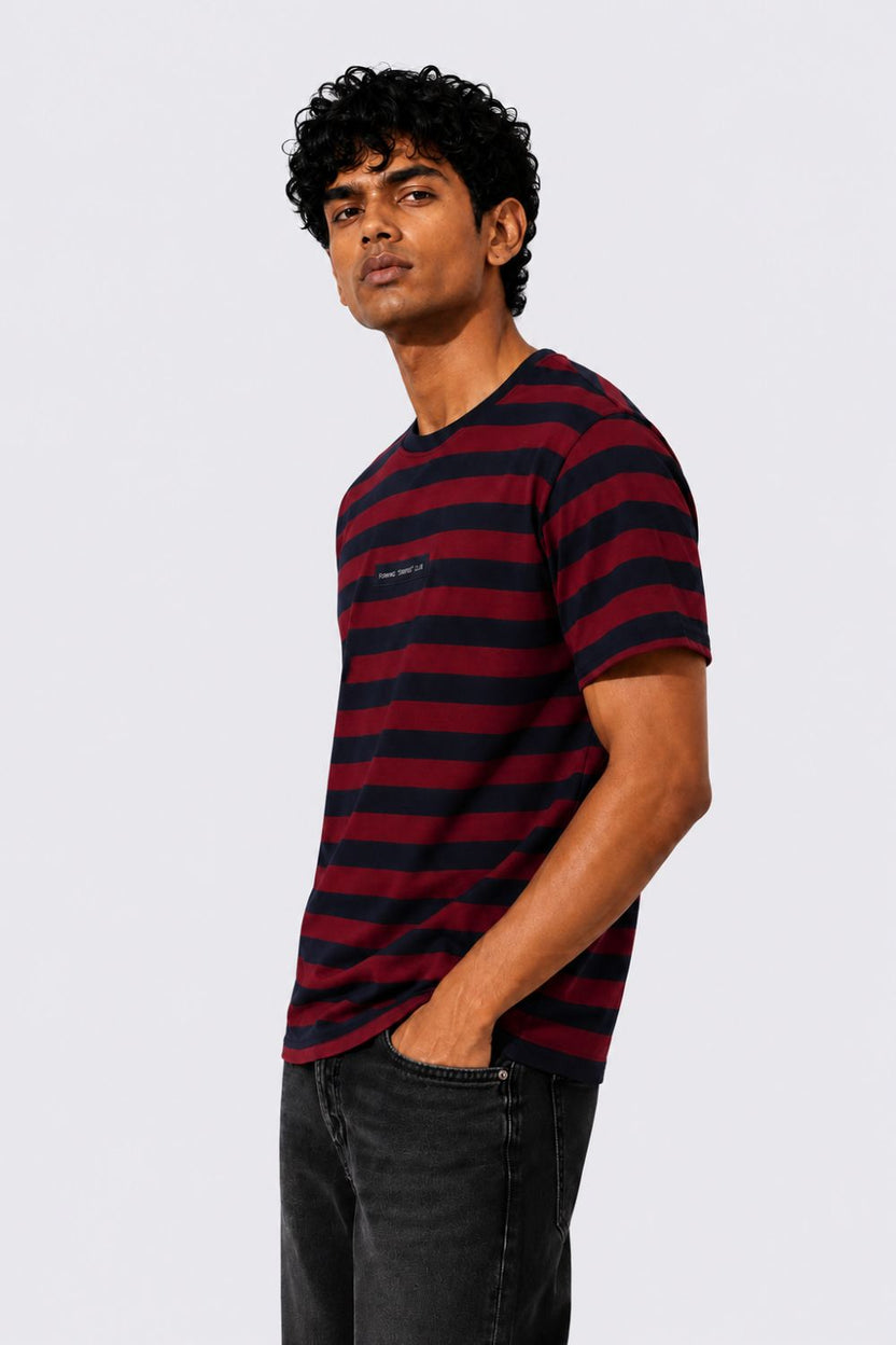 Mens Regular Fit Red Striped T-Shirt - Image 4
