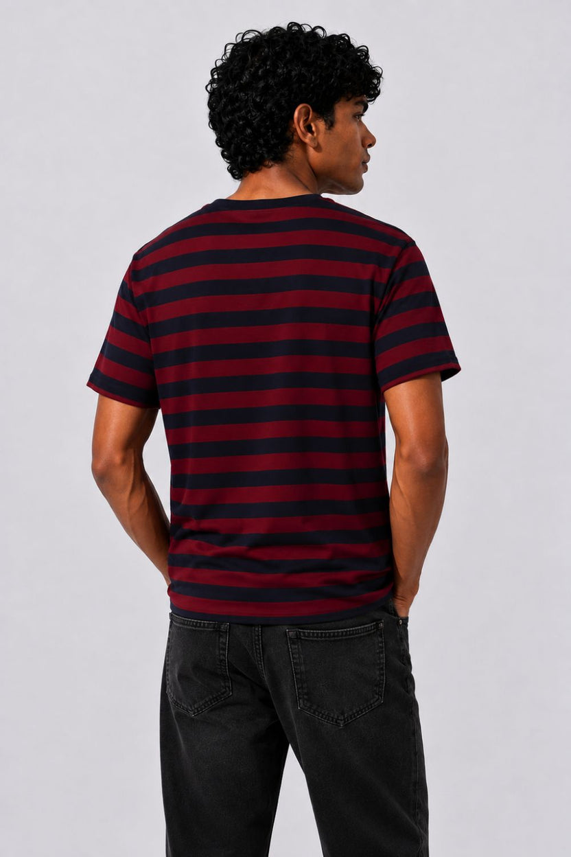 Mens Regular Fit Red Striped T-Shirt - Image 5