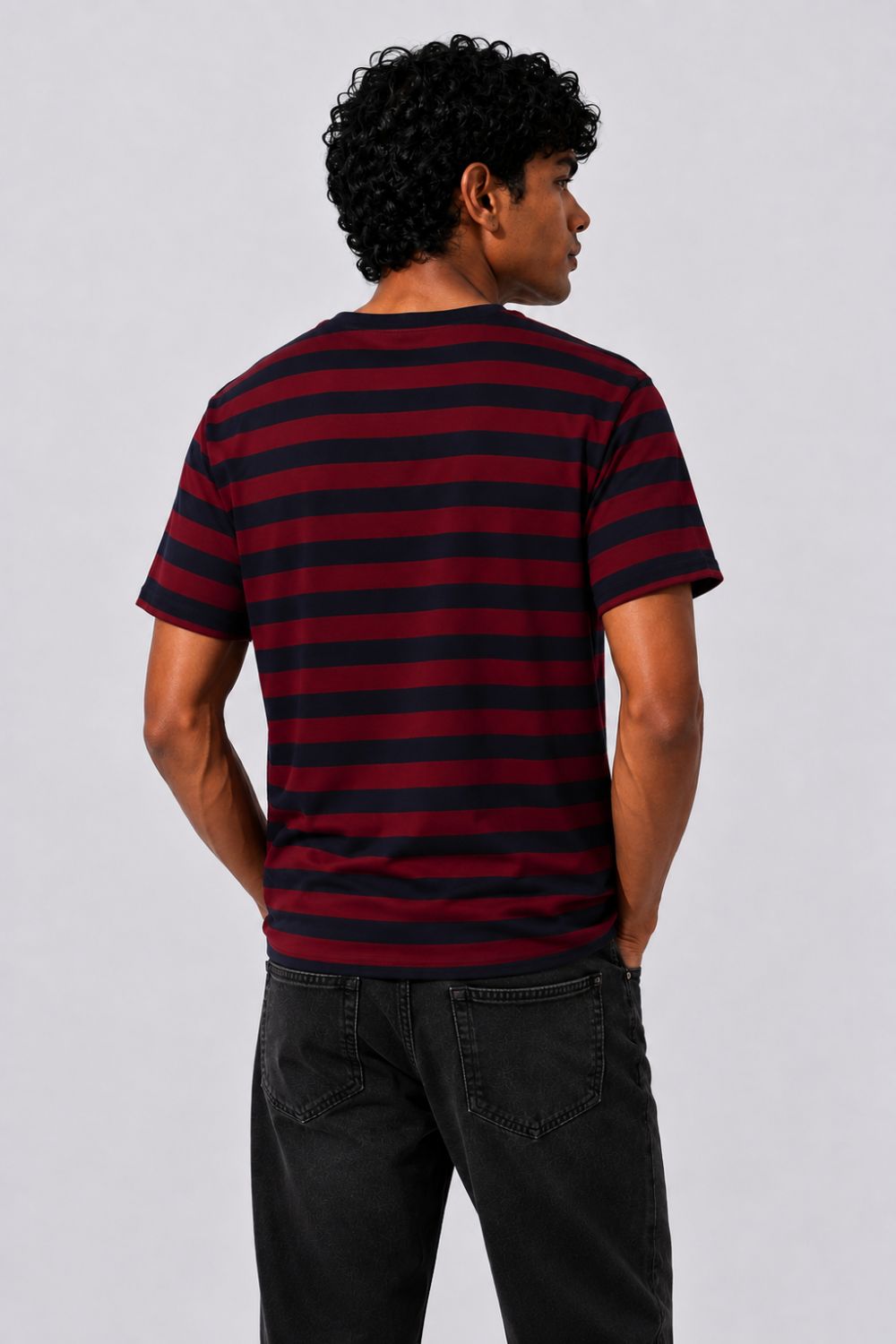Mens Regular Fit Red Striped T-Shirt - Image 5