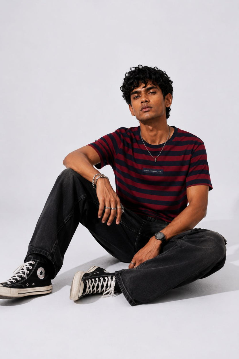 Mens Regular Fit Red Striped T-Shirt - Image 6