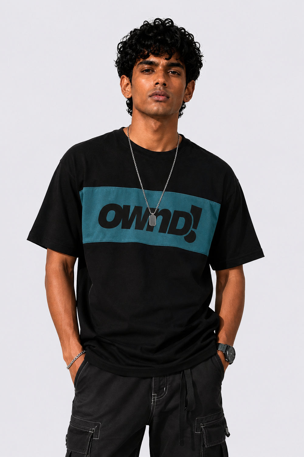 Mens Regular Fit Black Logo T-Shirt - Image 1