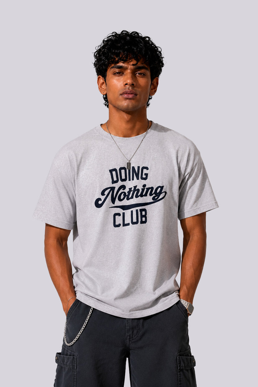 Mens Regular Fit Light Grey Letter Printed T-Shirt - Image 1