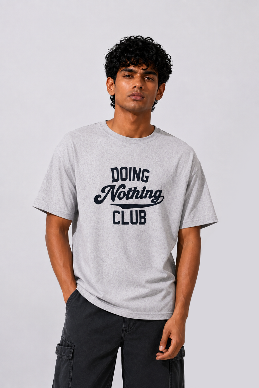 Mens Regular Fit Light Grey Letter Printed T-Shirt - Image 2