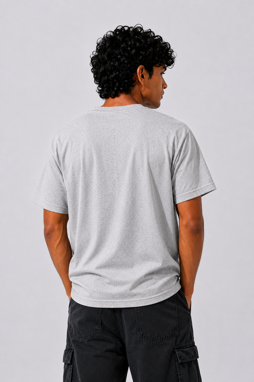 Mens Regular Fit Light Grey Letter Printed T-Shirt - Image 5