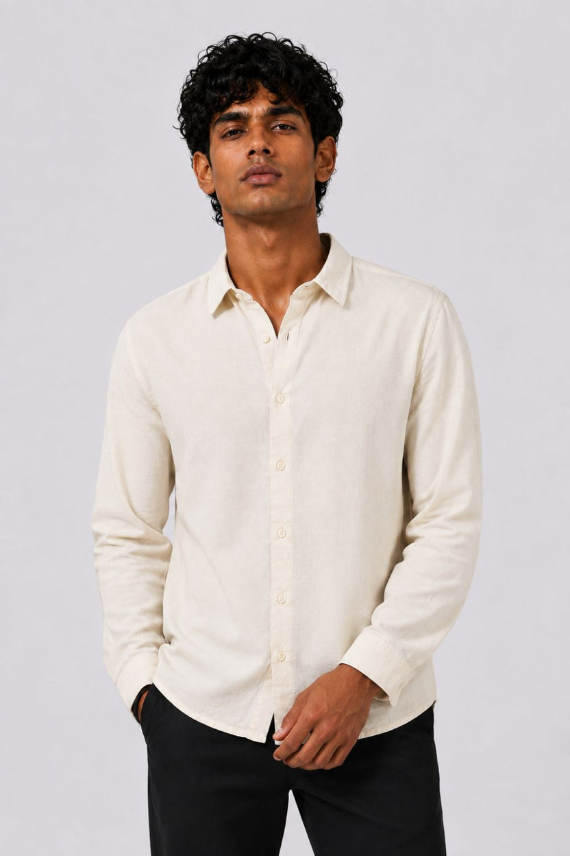 Mens Regular Fit Yellow Cotton Shirt - Image 2