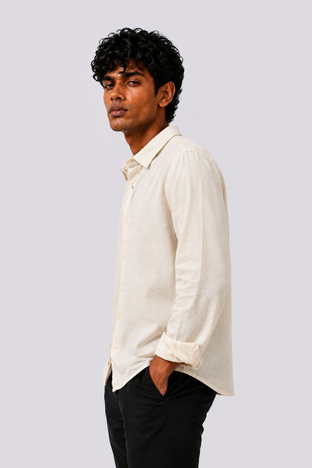 Mens Regular Fit Yellow Cotton Shirt - Image 4