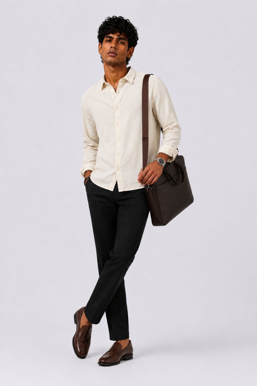 Mens Regular Fit Yellow Cotton Shirt - Image 6