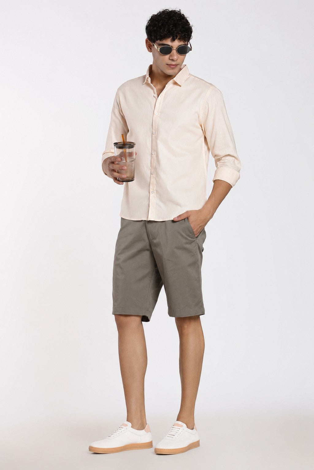 Mens Regular Fit Olive Solid Shorts - Image 6