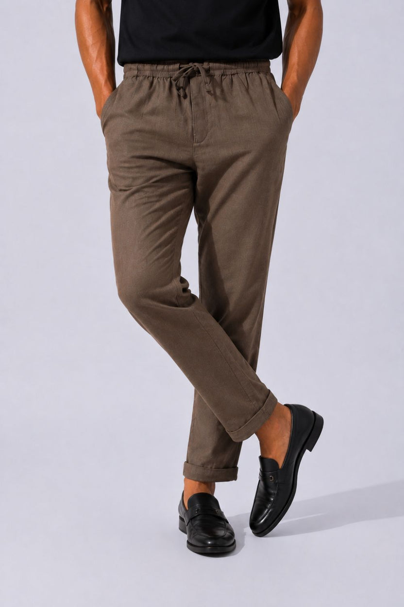 Mens Slim Fit Brown Solid Trouser - Image 2