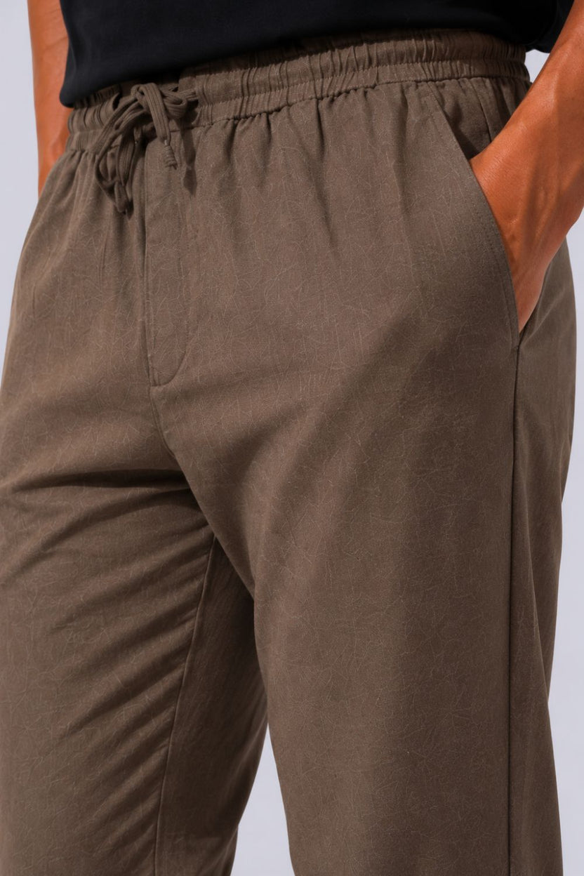 Mens Slim Fit Brown Solid Trouser - Image 3
