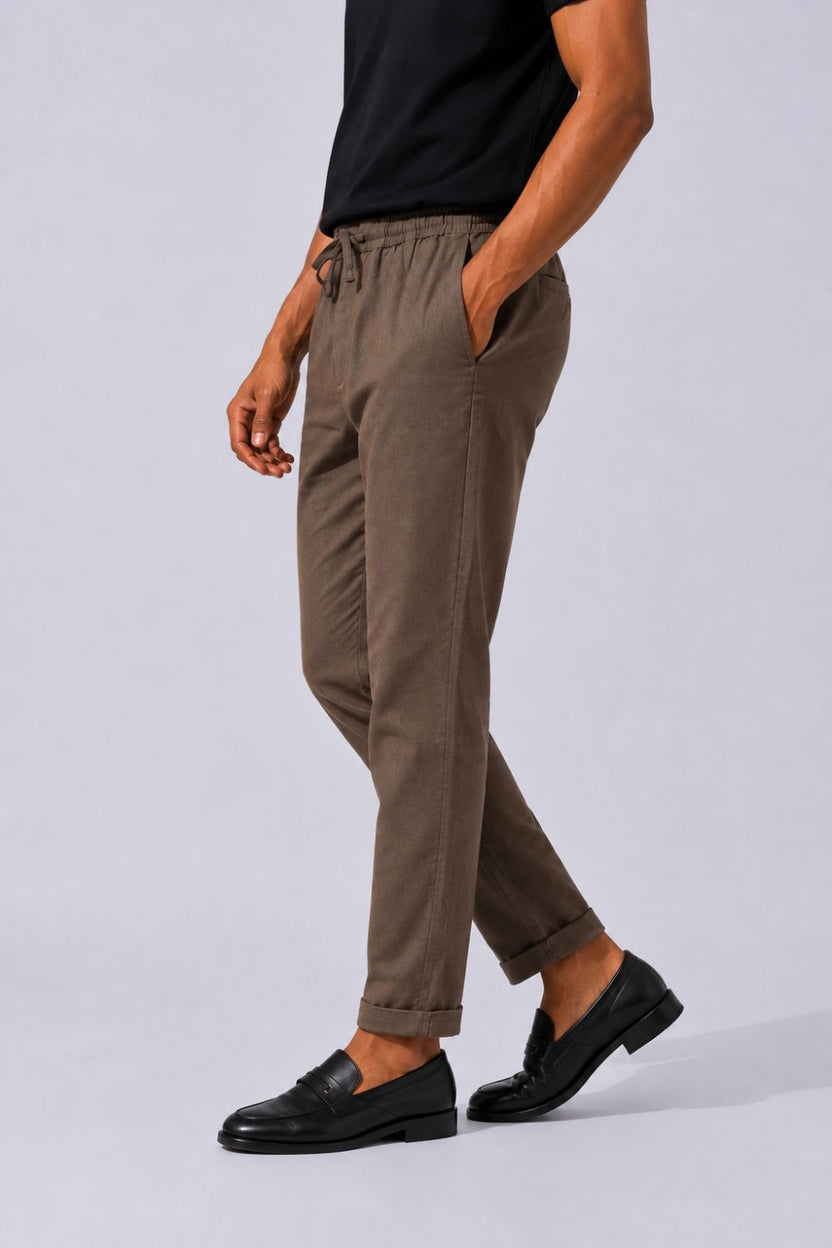 Mens Slim Fit Brown Solid Trouser - Image 4
