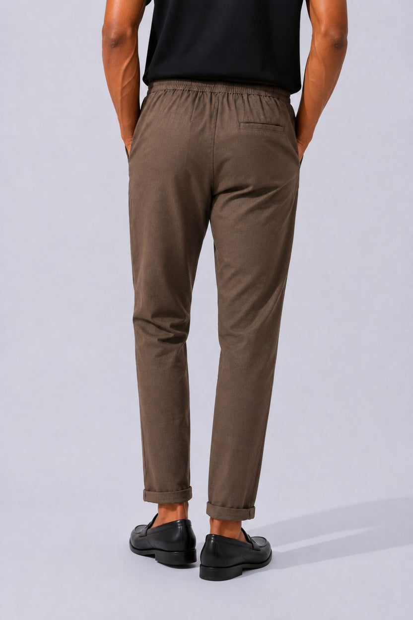 Mens Slim Fit Brown Solid Trouser - Image 5