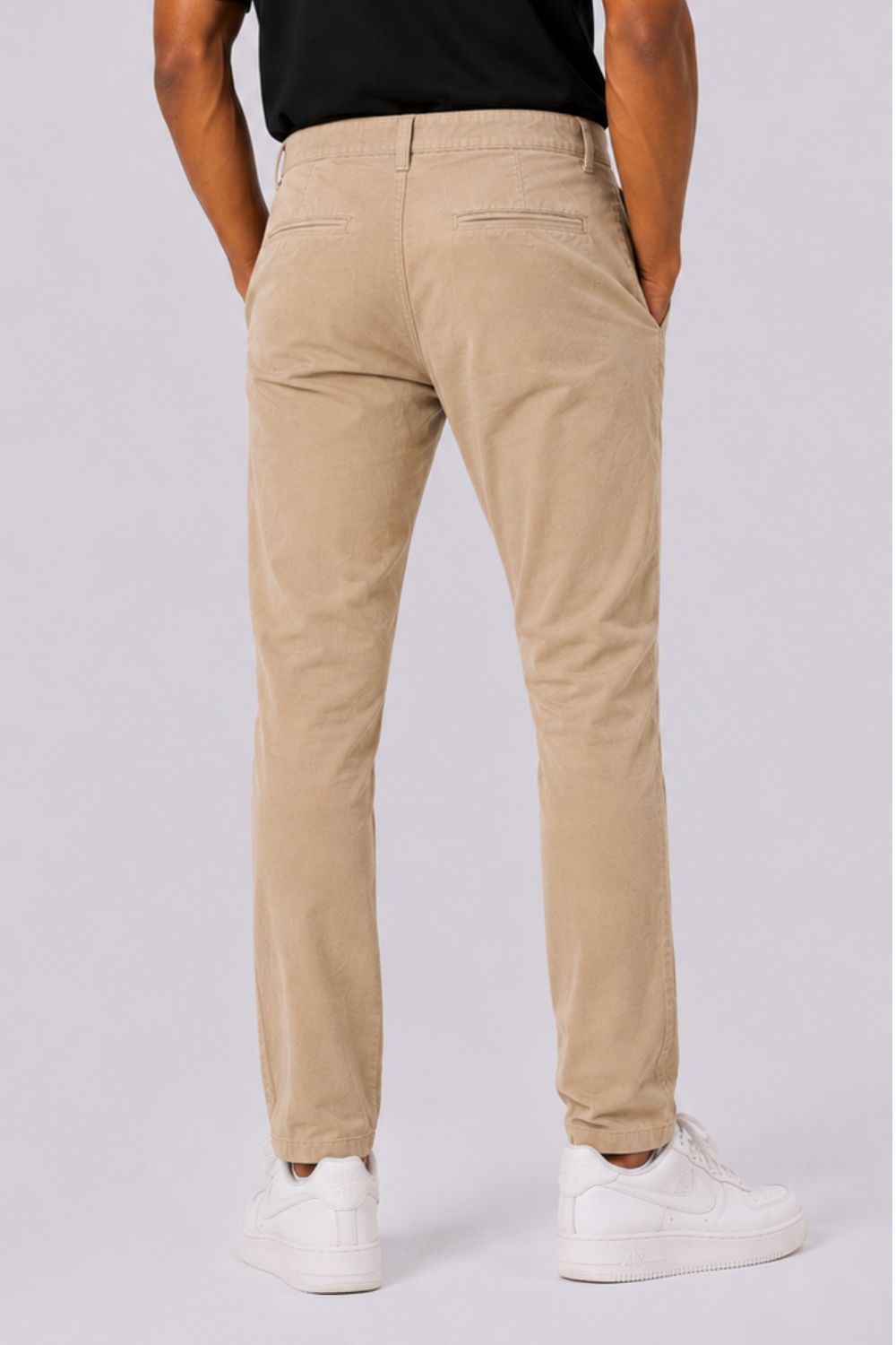 Mens Slim Fit Beige Solid Trouser - Image 5