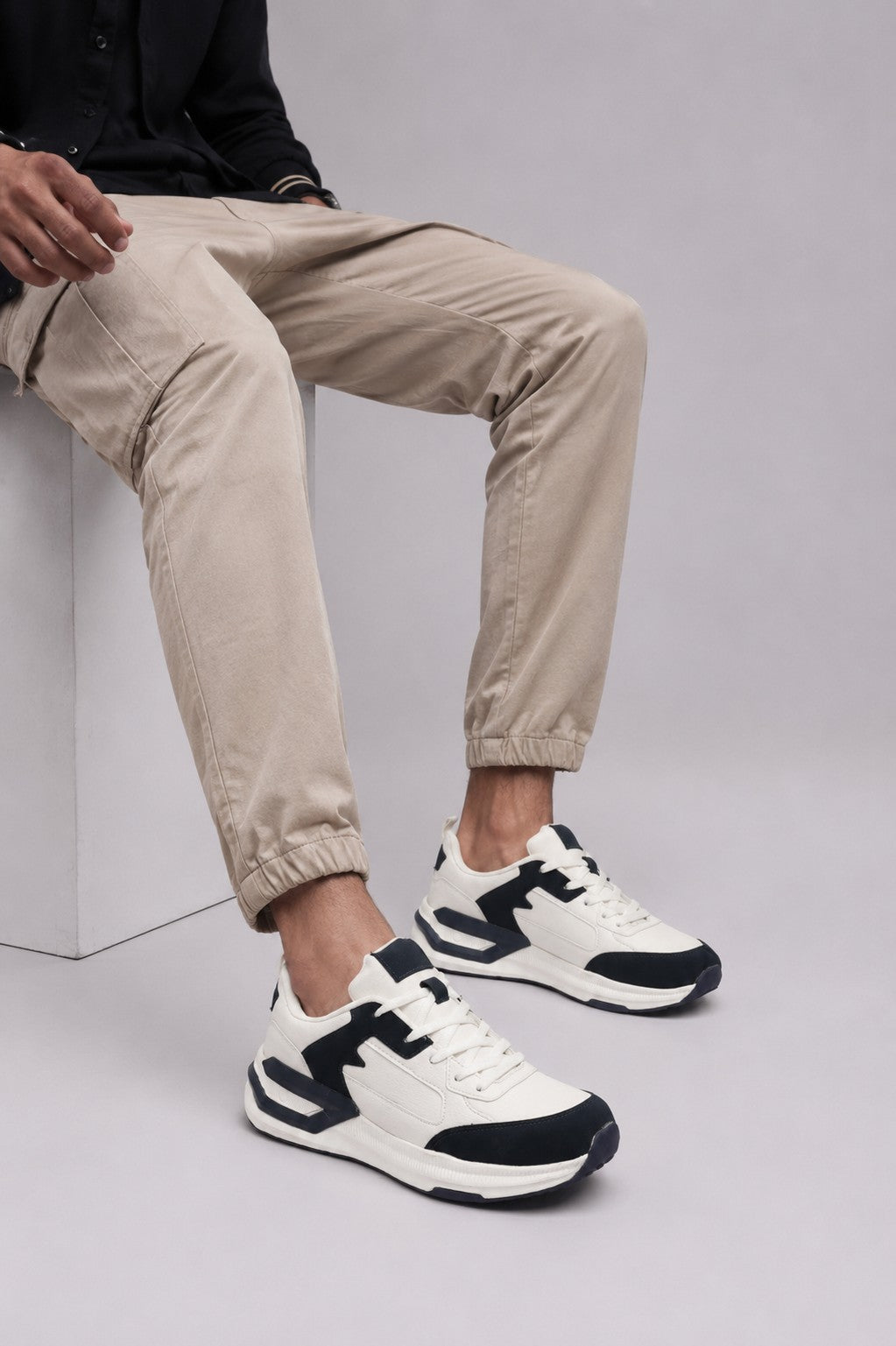 Mens Navy Color Block Sneaker - Image 1