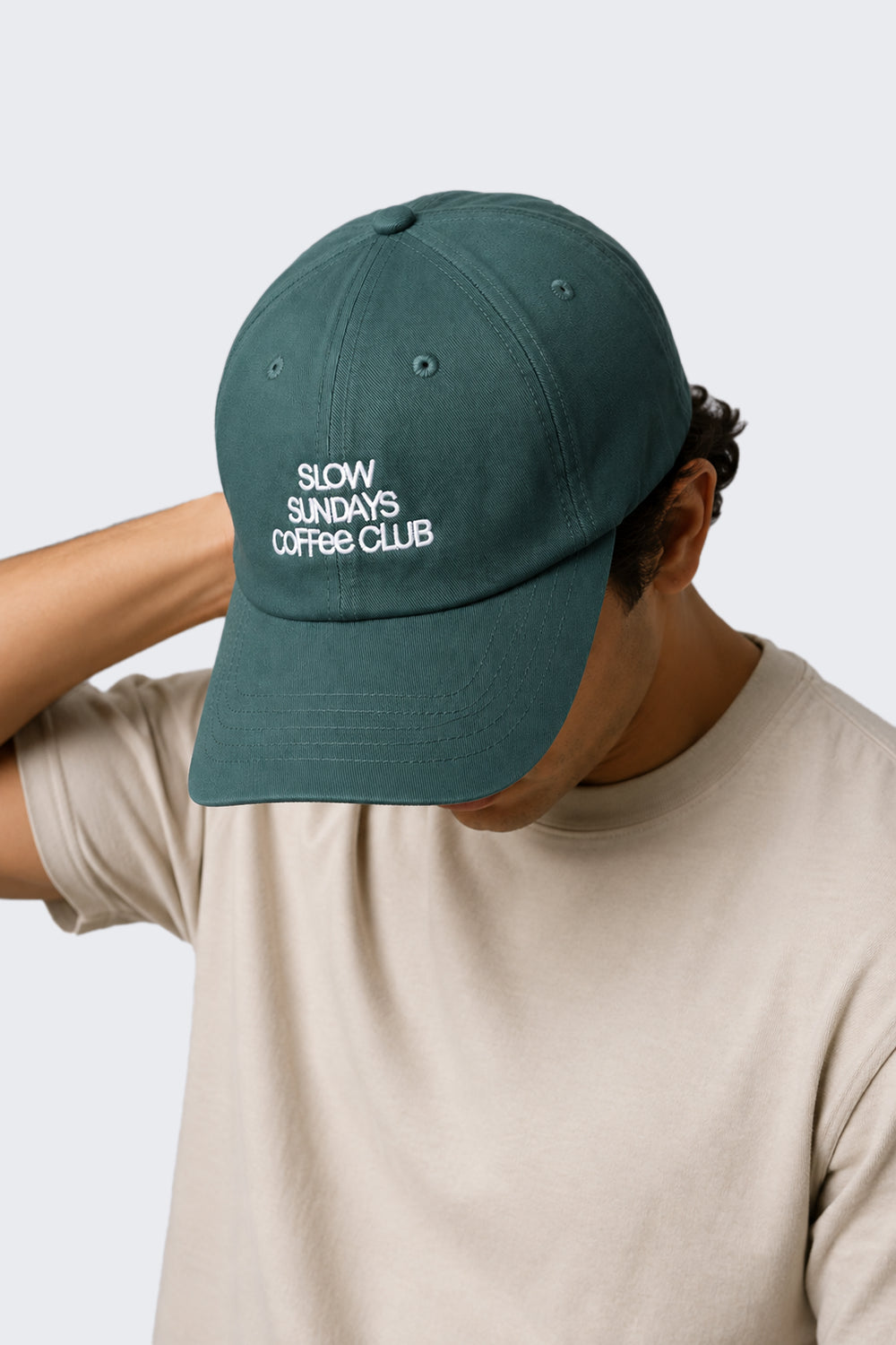 Green Embroidered Cotton Men Cap - Image 1
