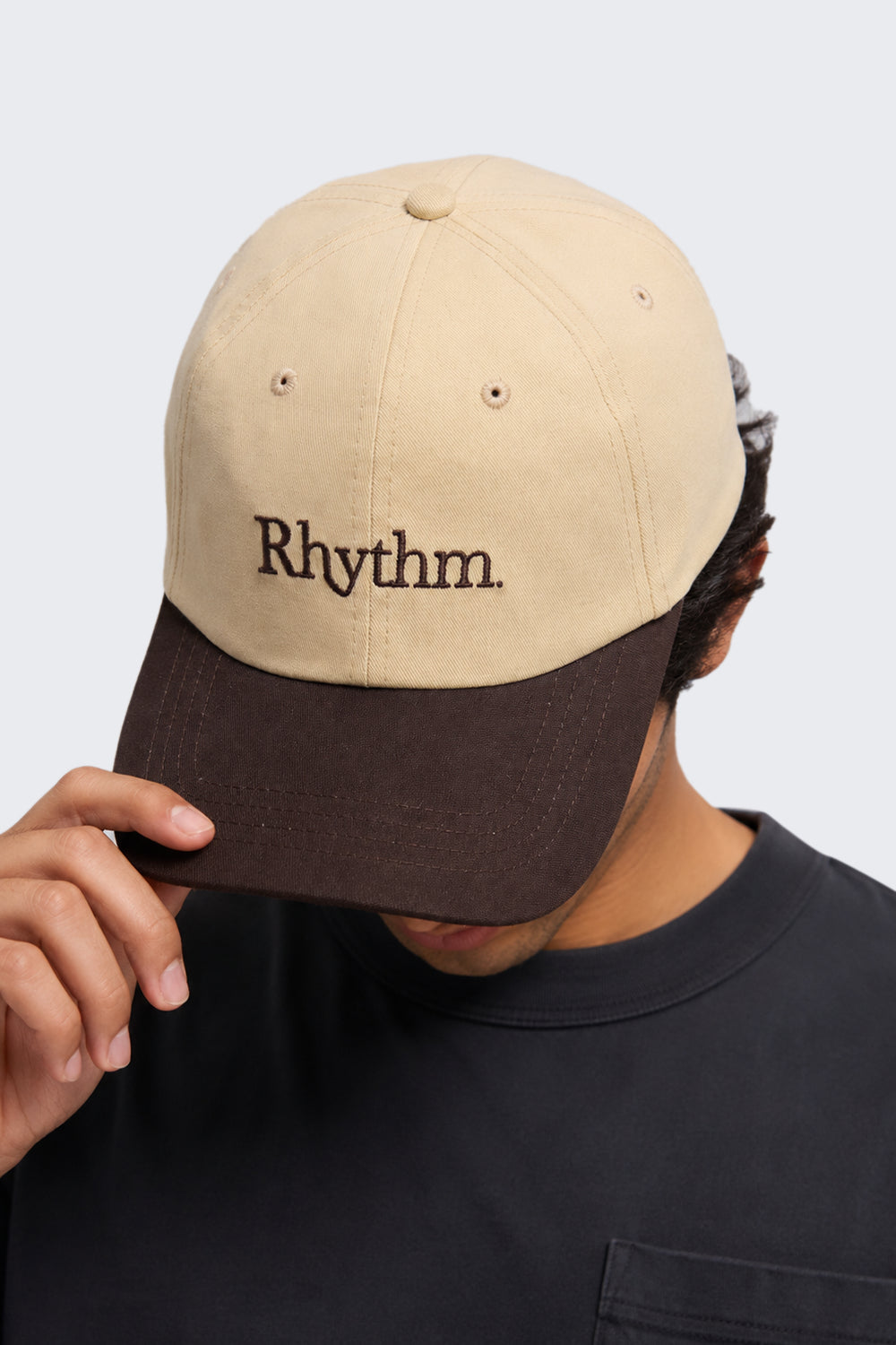 Mens Beige Embroidered Cap - Image 1