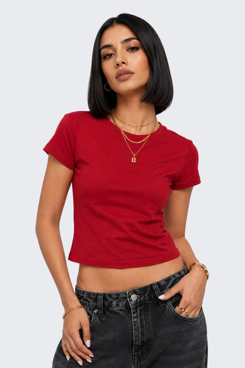 Womens Regular Fit Red Everyday T-Shirt - Image 2
