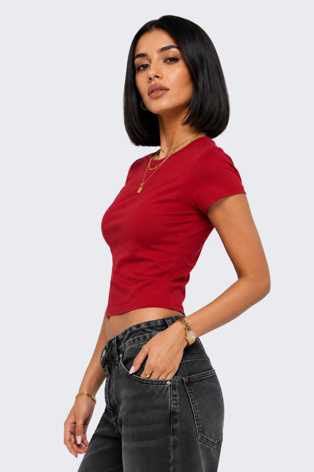 Womens Regular Fit Red Everyday T-Shirt - Image 4