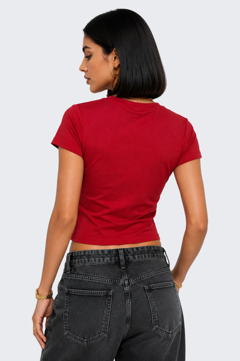 Womens Regular Fit Red Everyday T-Shirt - Image 5