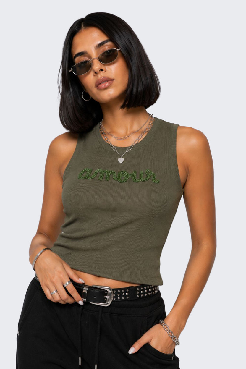 Womens Regular Fit Olive Embroidered T-Shirt - Image 1