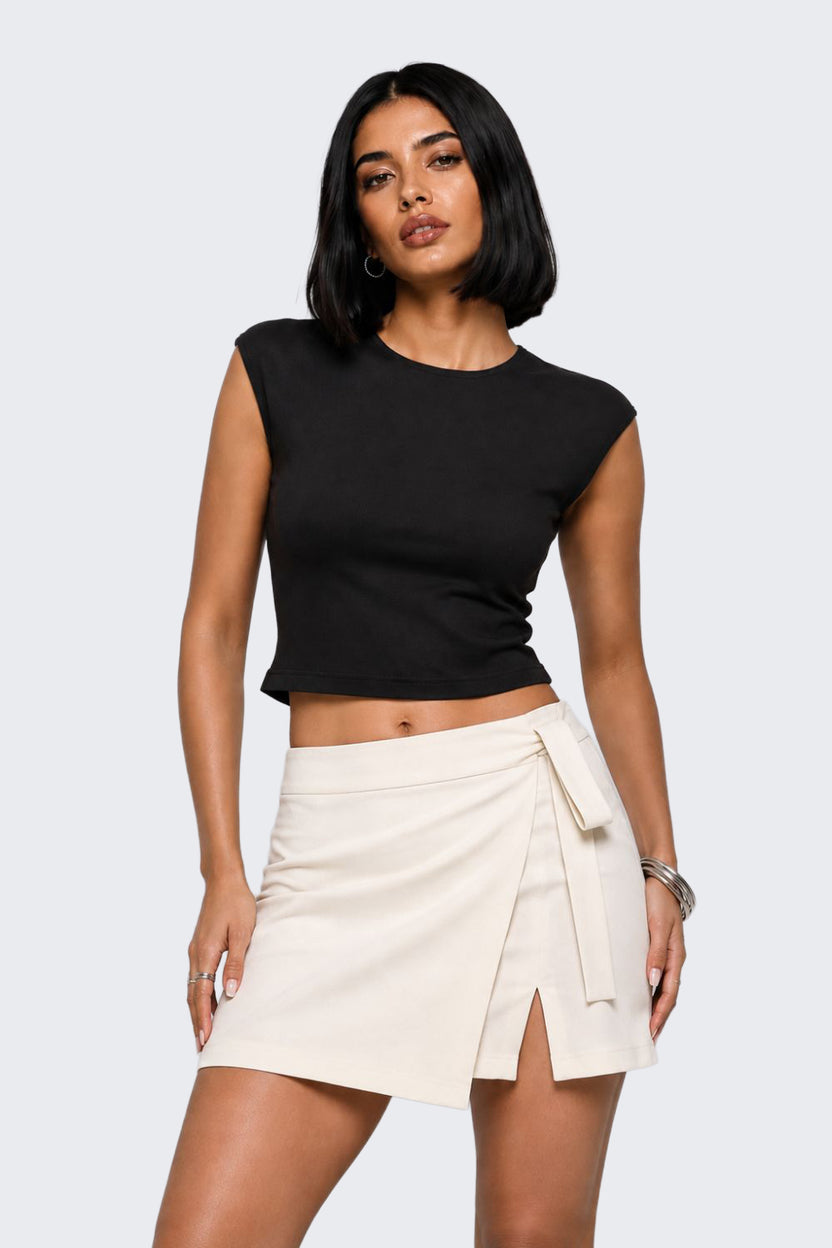 Womens Slim Fit Black Crop T-Shirt - Image 2