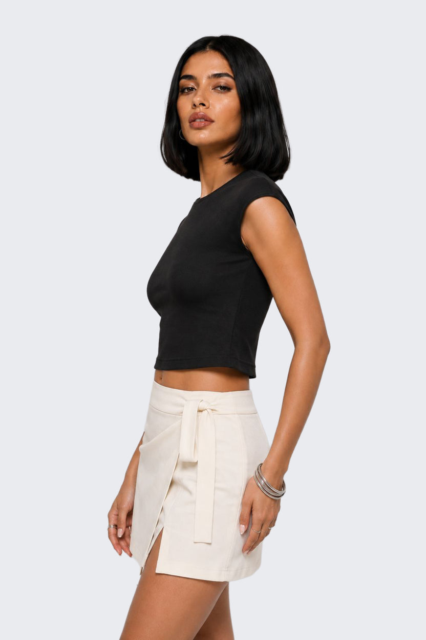 Womens Slim Fit Black Crop T-Shirt - Image 4