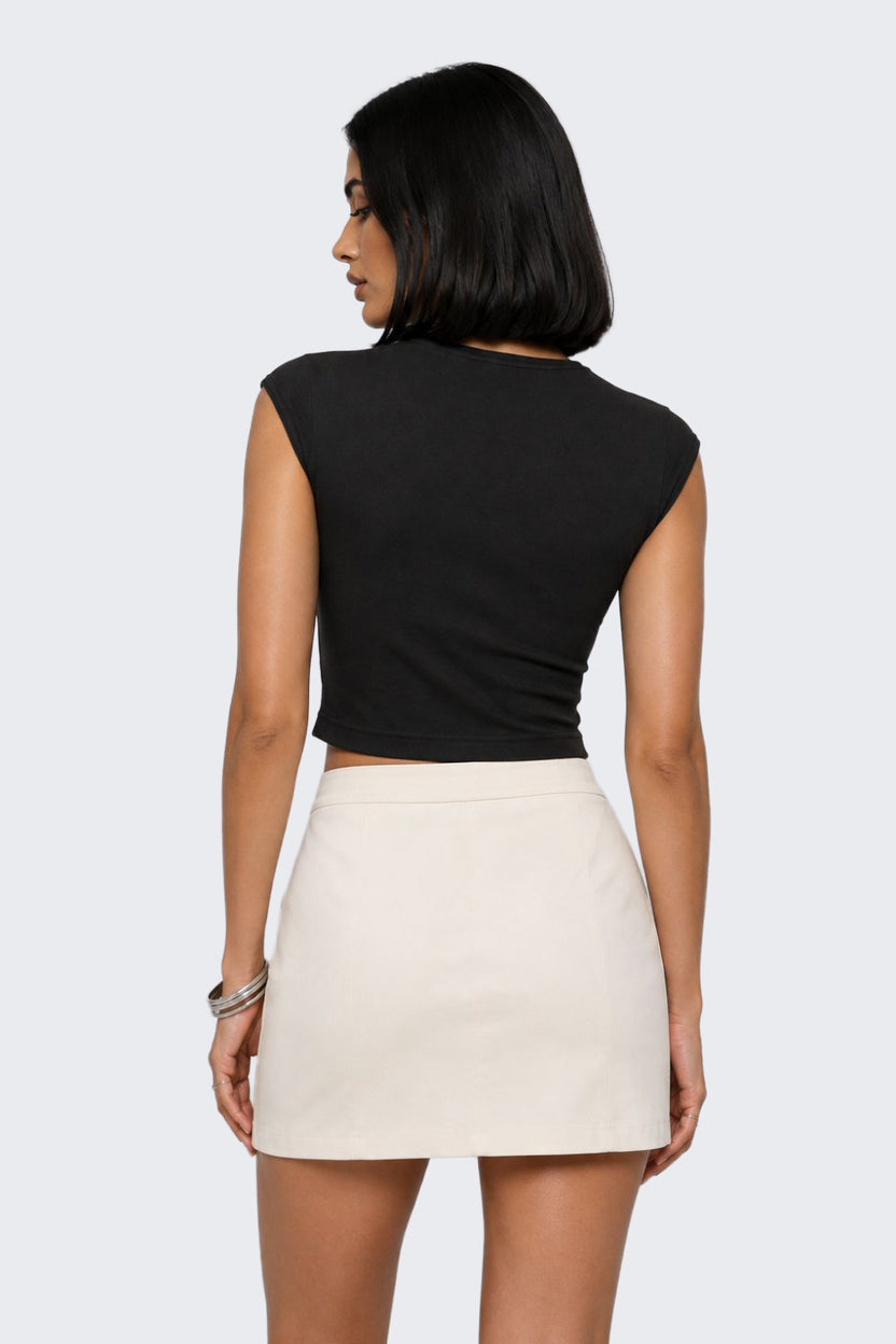 Womens Slim Fit Black Crop T-Shirt - Image 5