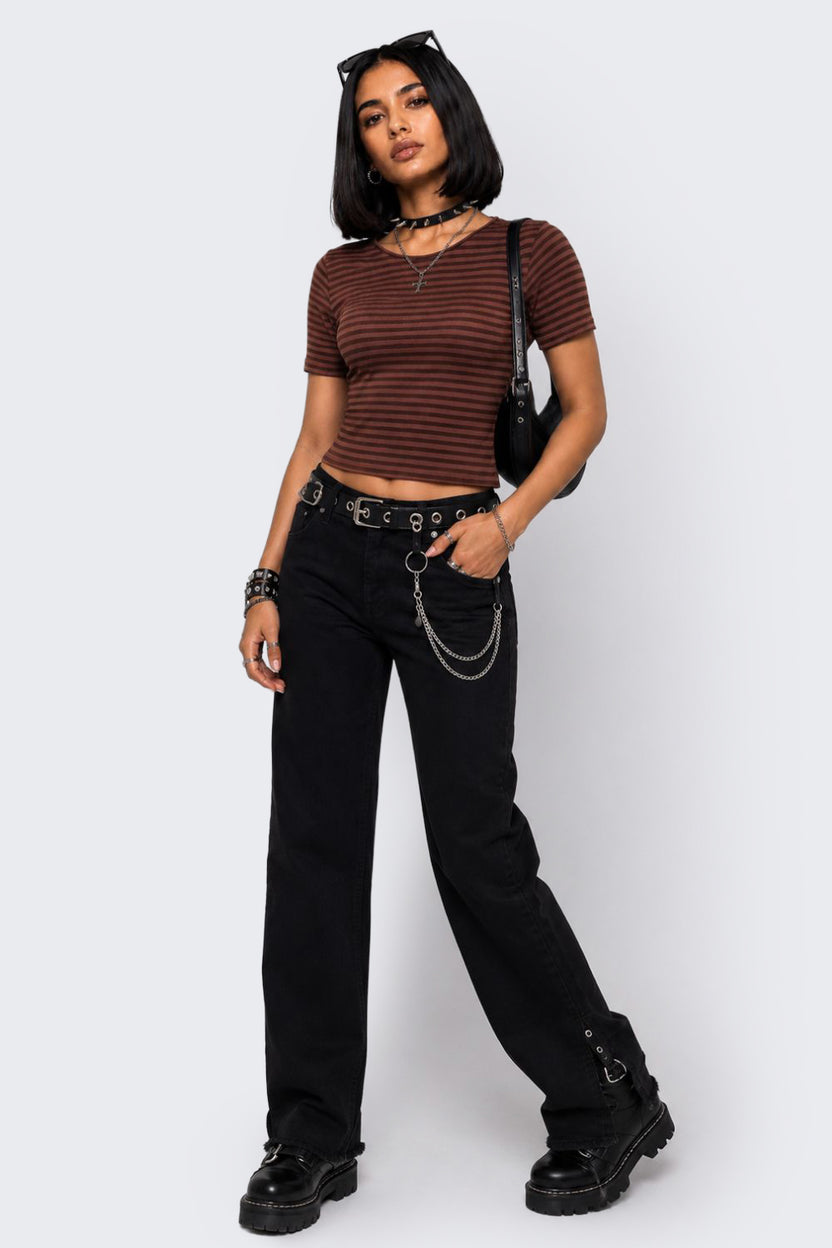Womens Slim Fit Brown Striped Top - Image 6