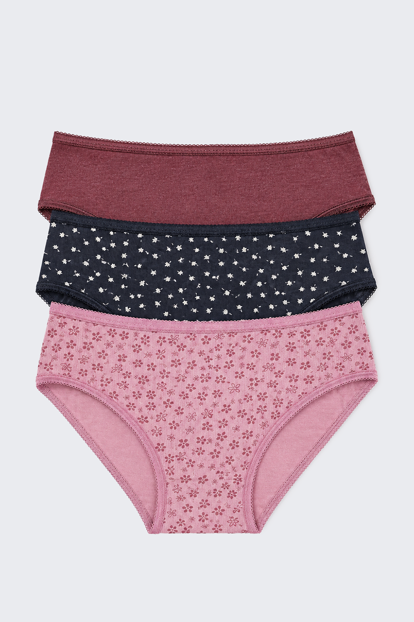 Womens Pink All - Over Printed Pack of 3 Panties - Image 2
