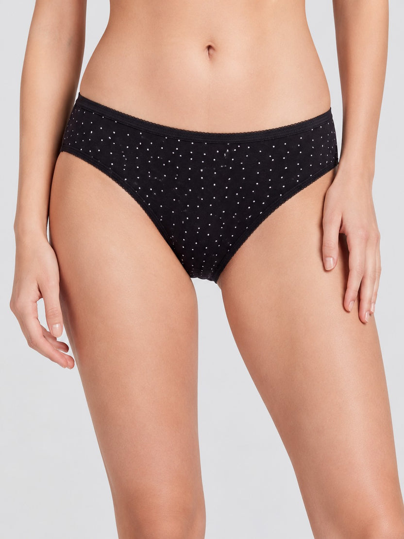 Womens Black Polka Dot Printed Pack of 3 Panties - Image 2