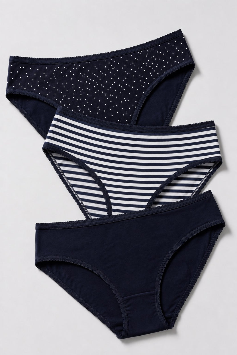 Womens Black Polka Dot Printed Pack of 3 Panties - Image 3