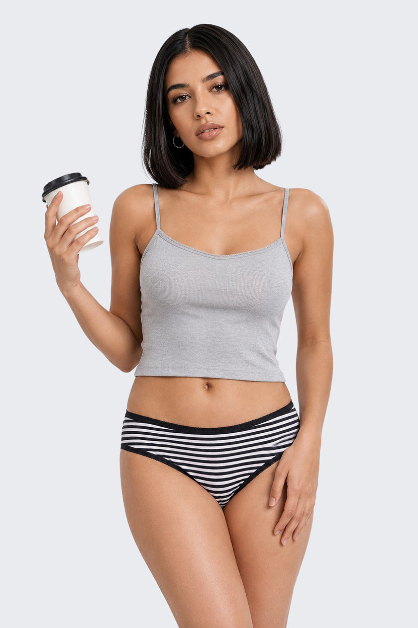 Womens Black Striped Pack of 3 Panties - Image 1