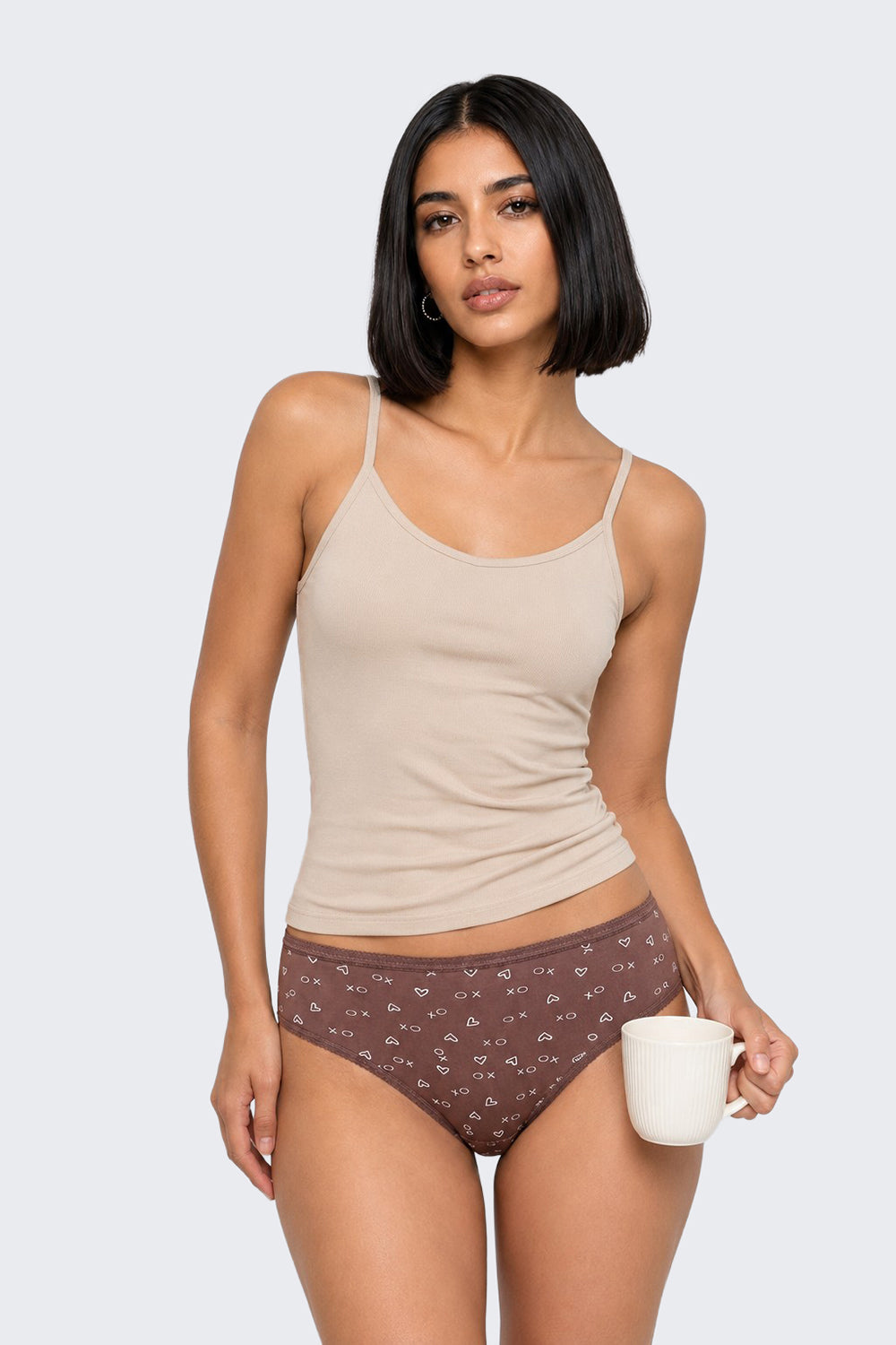 Womens Brown Heart Printed Pack of 3 Panties - Image 1