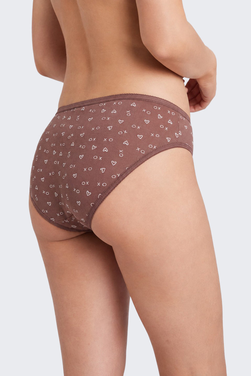 Womens Brown Heart Printed Pack of 3 Panties - Image 4